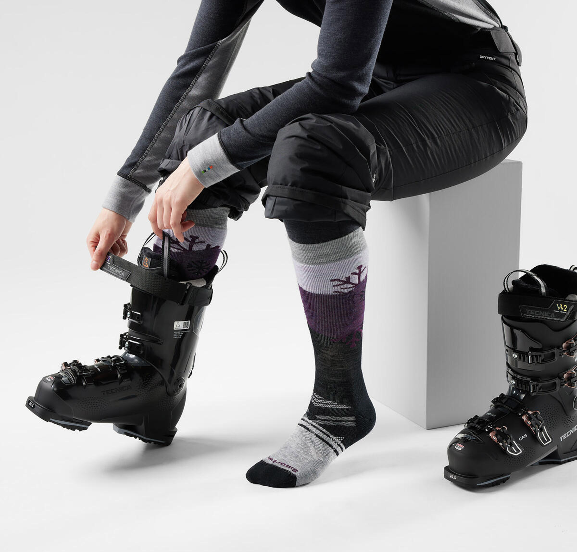 Ski Snowpocalypse Pattern Full Cushion OTC Socks Dame