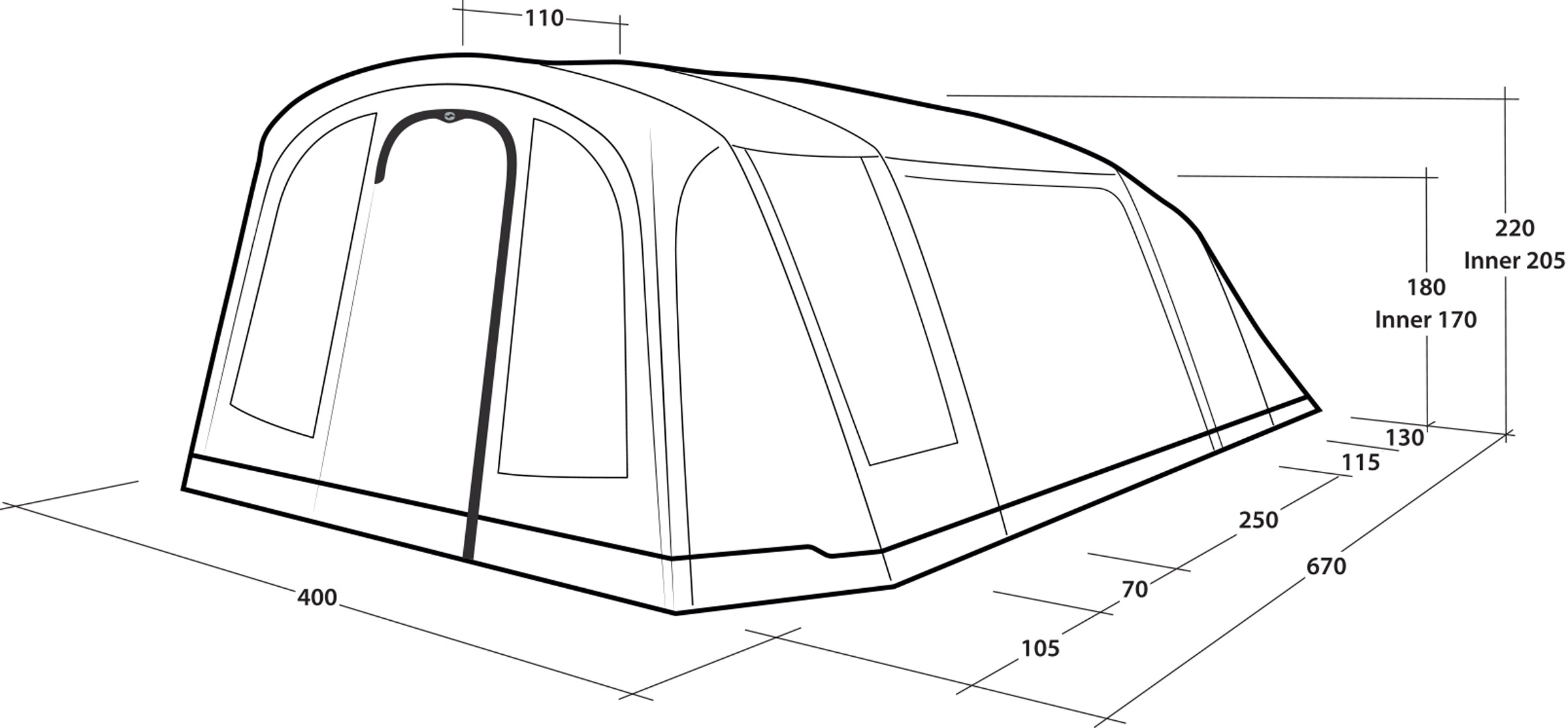 Sacramento 6 Lufttelt, 6-Personers Telt
