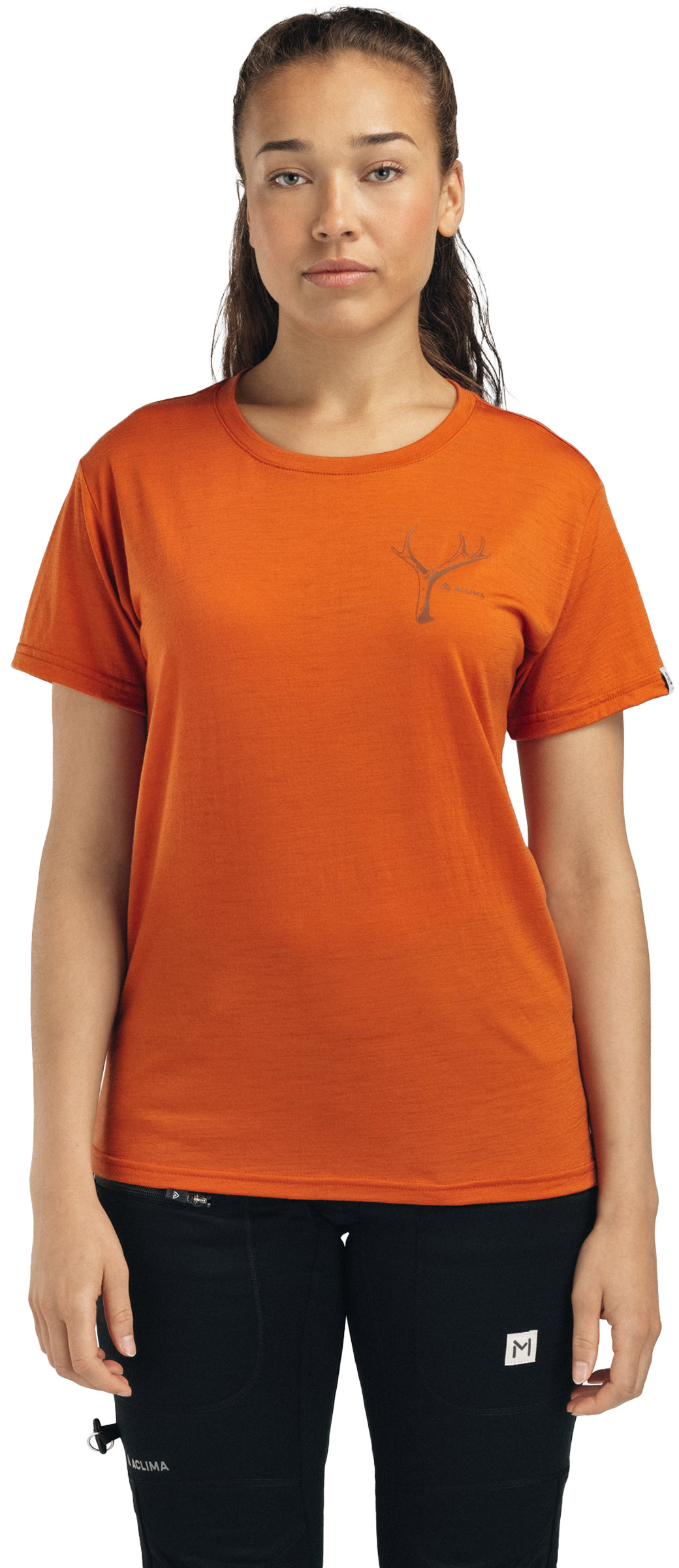 LightWool Tee Antler Print Dame Aclima dame
