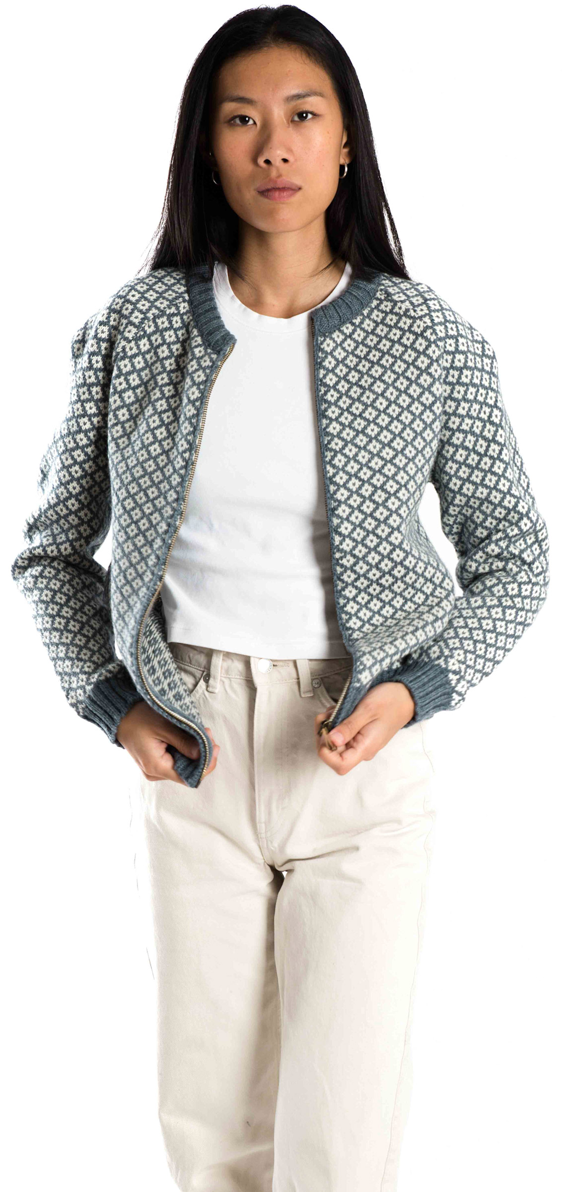 Iris Cardi Round Neck Dame Fuza Wool beklaedning