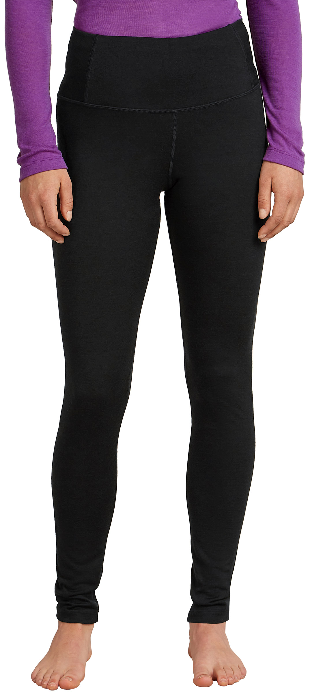 Icebreaker Merino 200 Oasis High Rise Leggings Dame XL Sort Lange underbukser