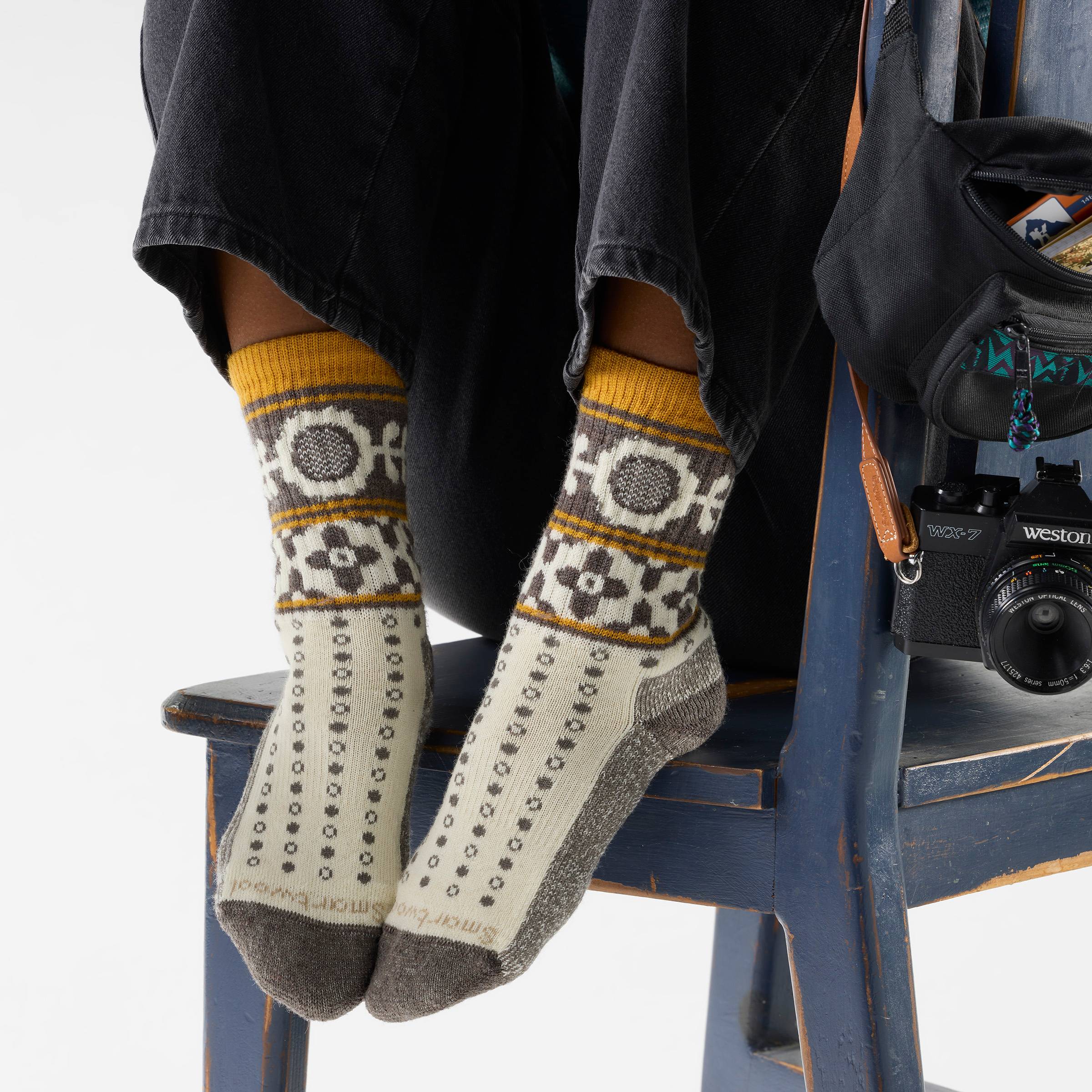 Everyday Cozy Retro Sunflower Crew Sokker Dame