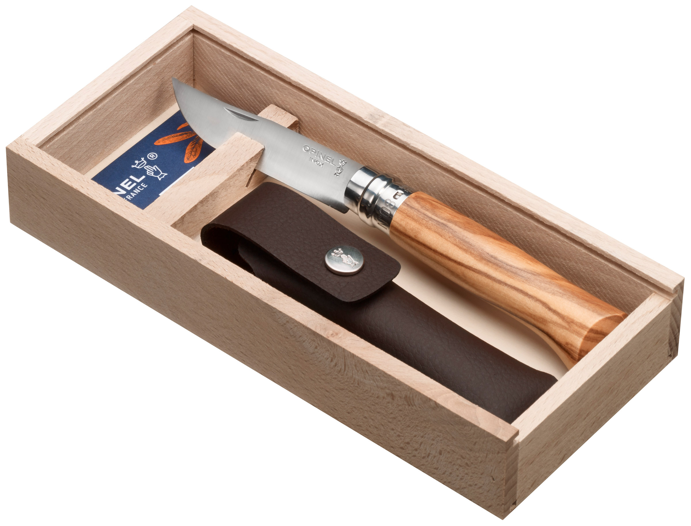 No 8 Olive Wood & Sheath Gaveæske Opinel brands