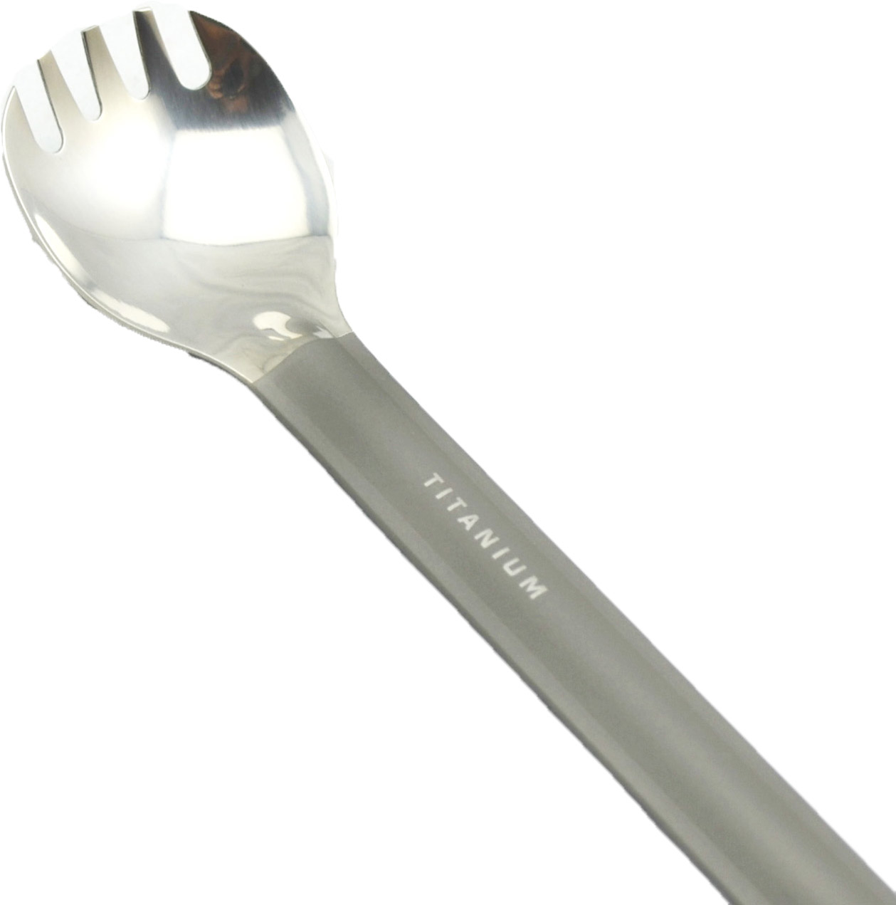 Titanium Long Handle Spork with Polished Bowl