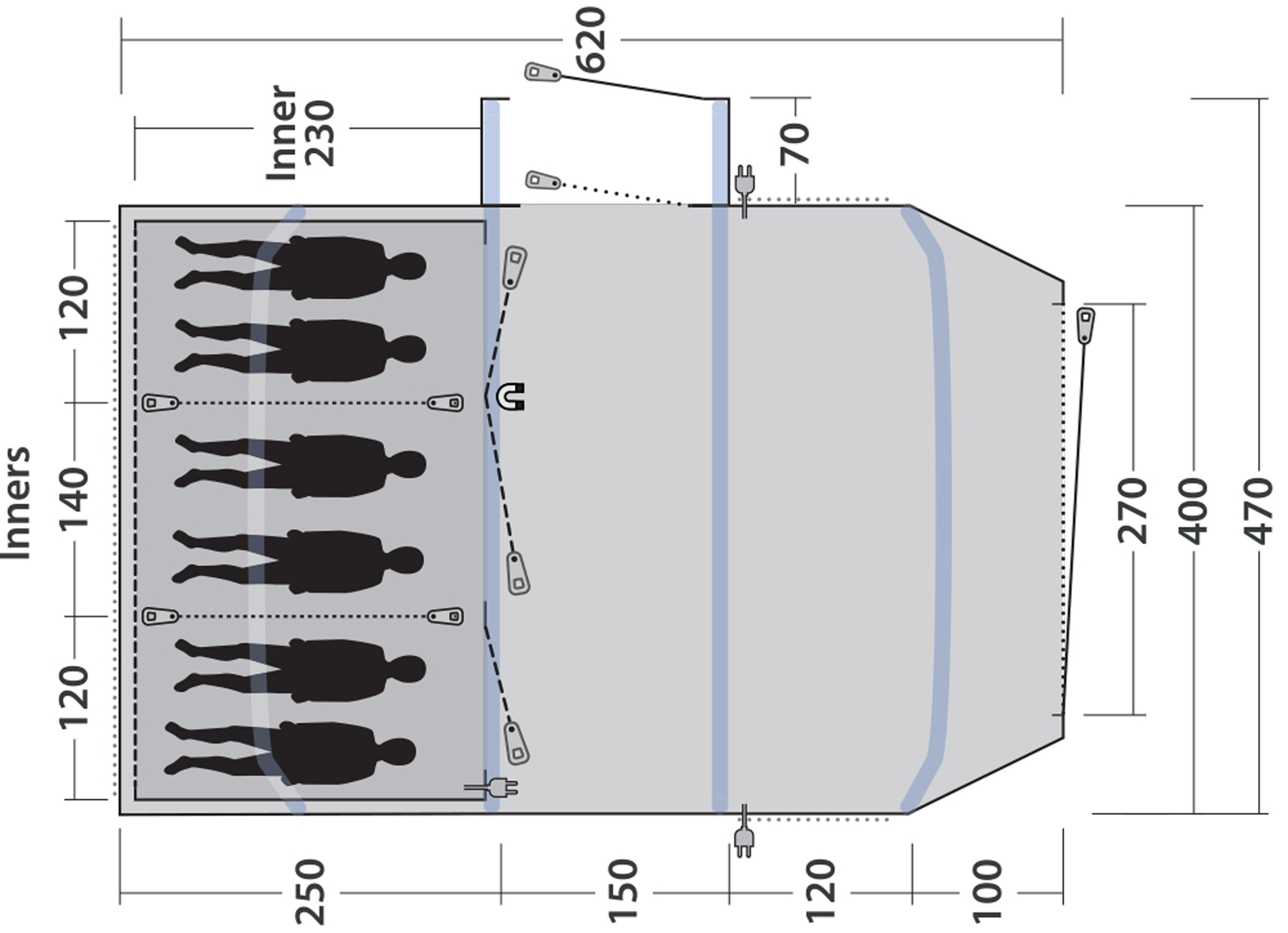 Montana 6 Lufttelt, 6-Personers Telt