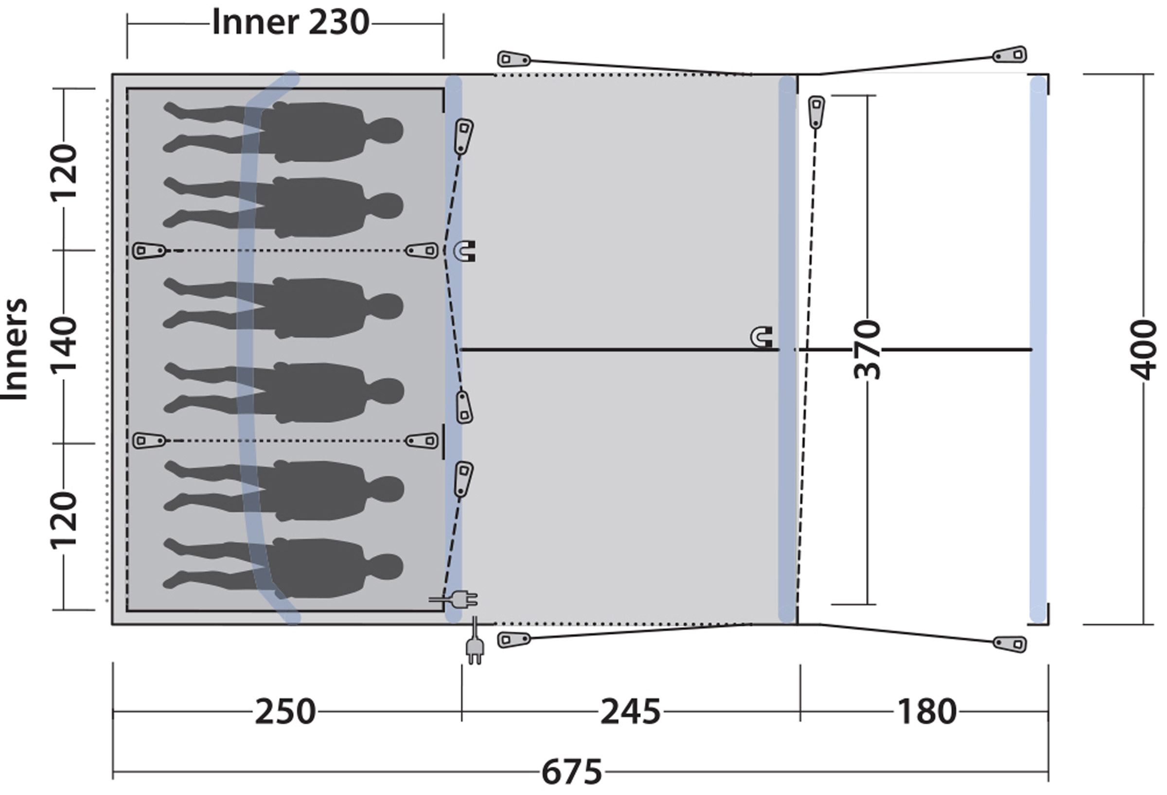 Iowa 6 Lufttelt, 6-Personers Telt