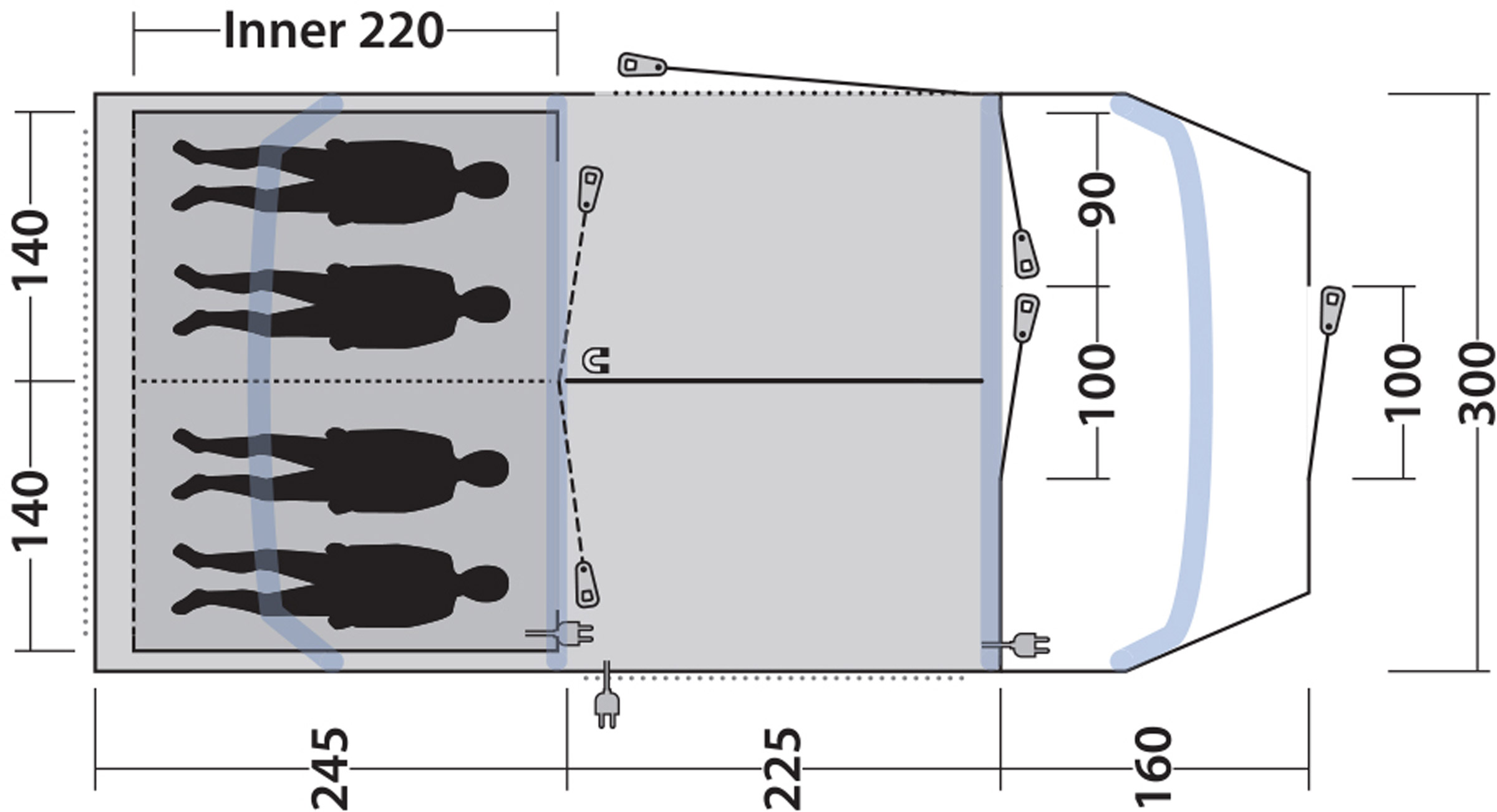 Sacramento 4 Lufttelt, 4-Personers Telt