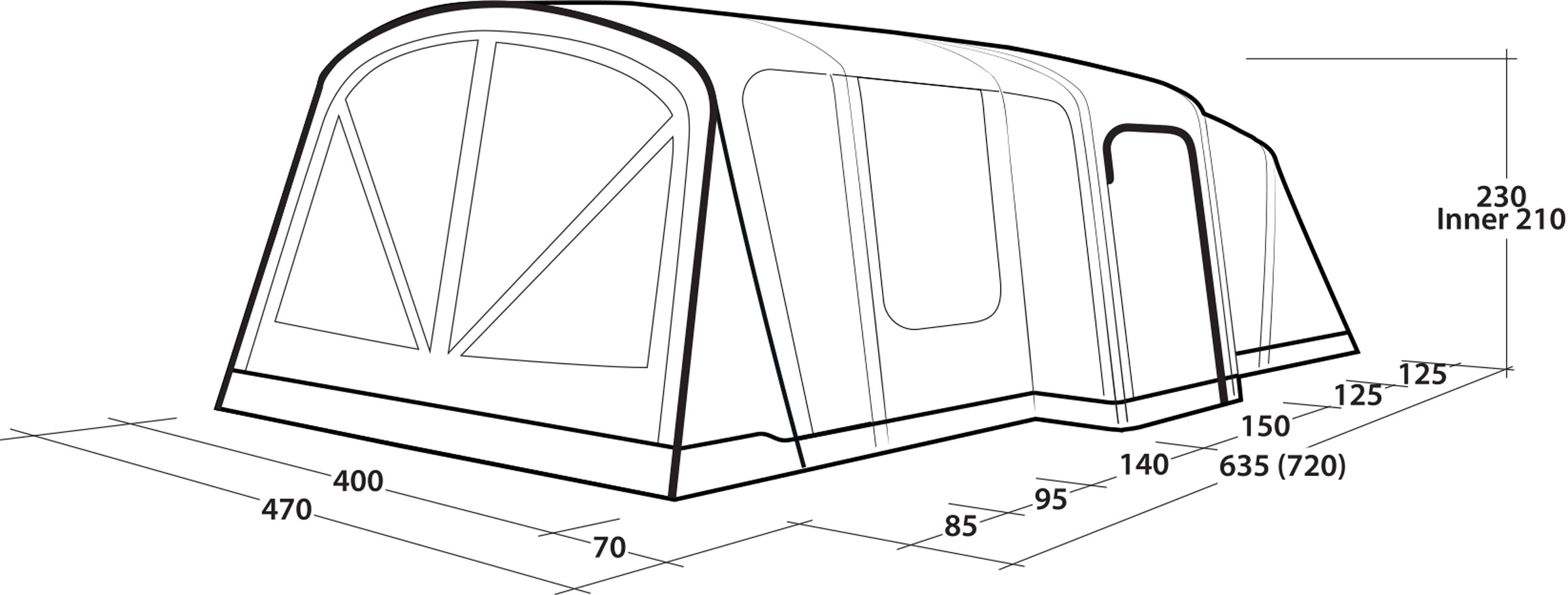 Vermont 7 Lufttelt, 7-Personers Telt
