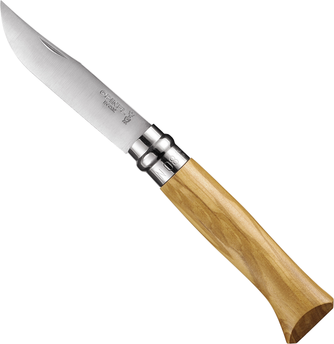 No 8 Stainless Steel Olive Wood Foldekniv Opinel brands