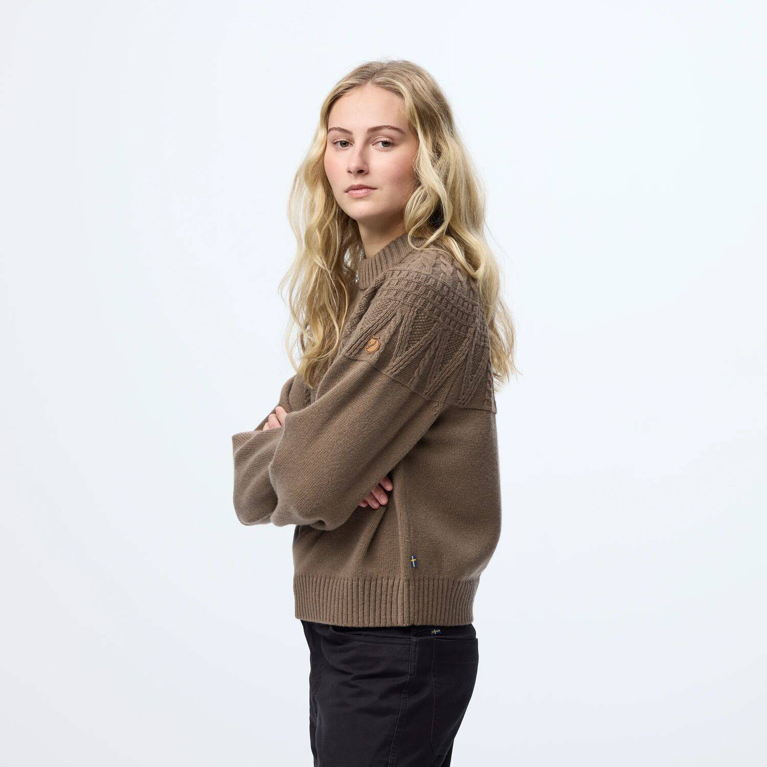 Övik Solid Jacquard Knit Dame