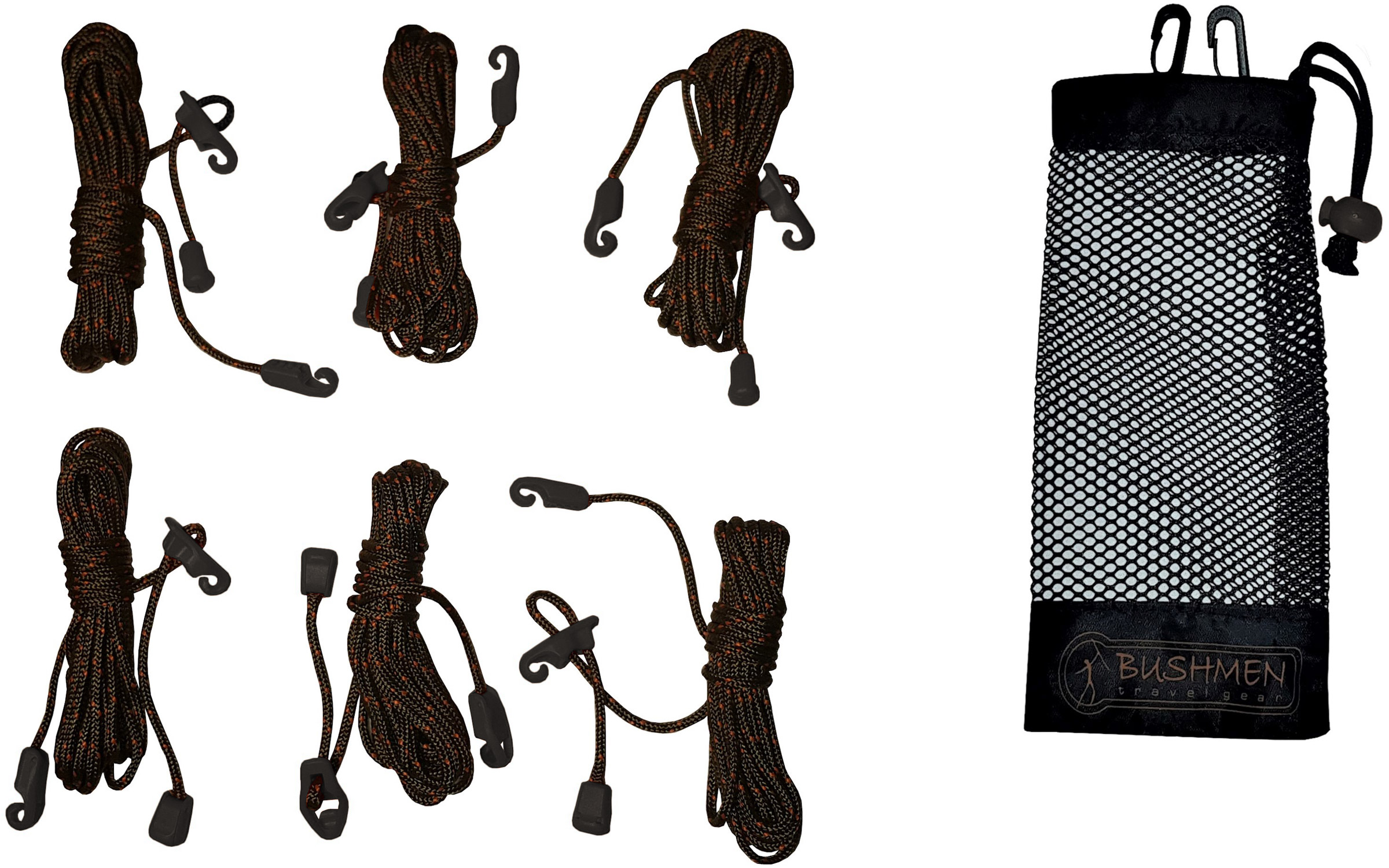 Ultralight Tensioning Cords, 6 stk. Opspændingssnore Bushmen glamping