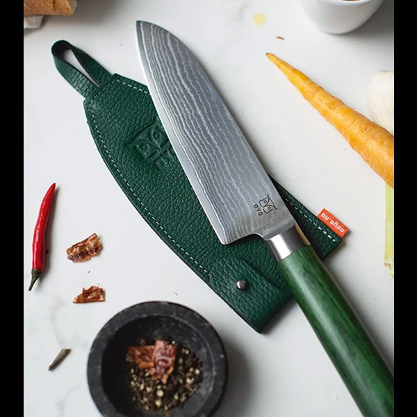 Smaragd Damask Santoku Chef's Knife