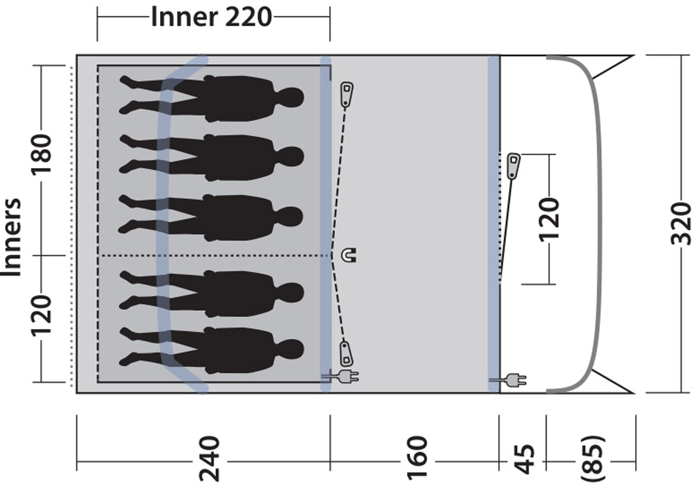 Monterey 5 Lufttelt, 5-Personers Telt