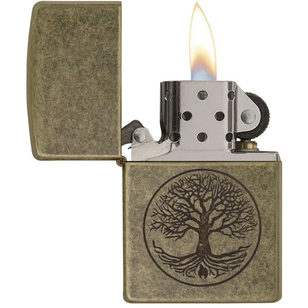 Tree of Life Antique Brass Lighter