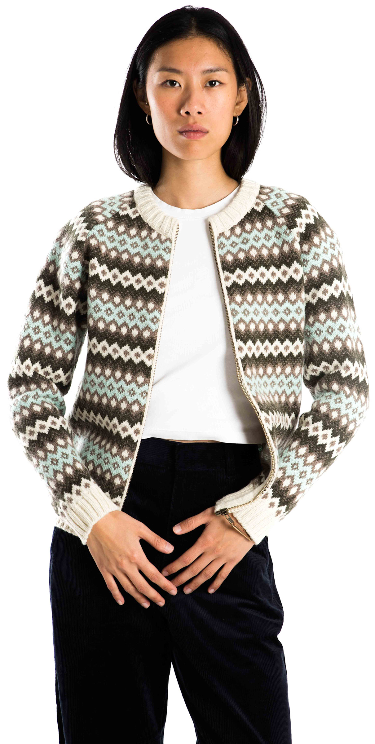 Hazel Cardi Round Neck Dame Fuza Wool beklaedning