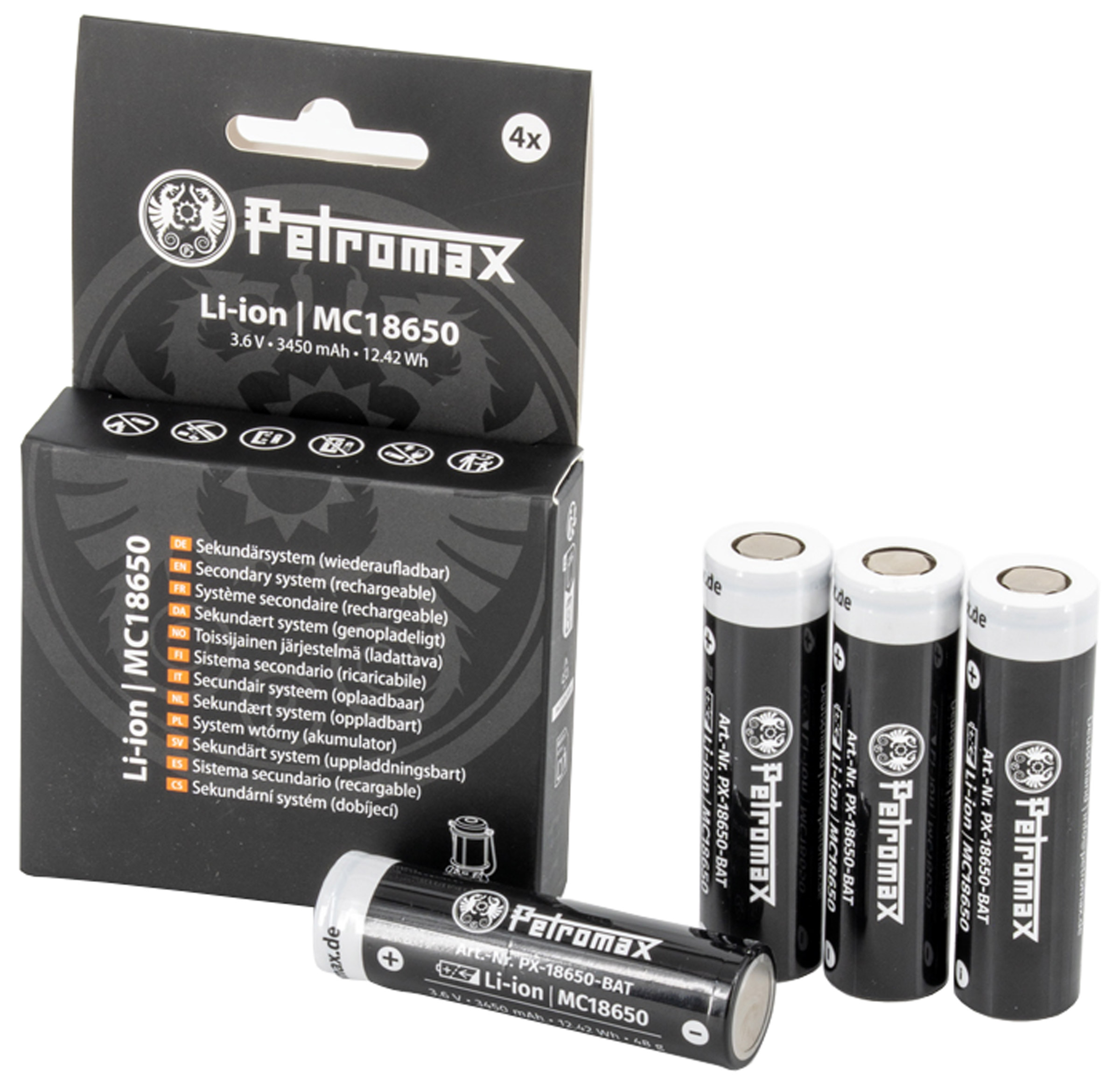 Genopladeligt 18650 Batteri til LM500, 4 stk Petromax brands