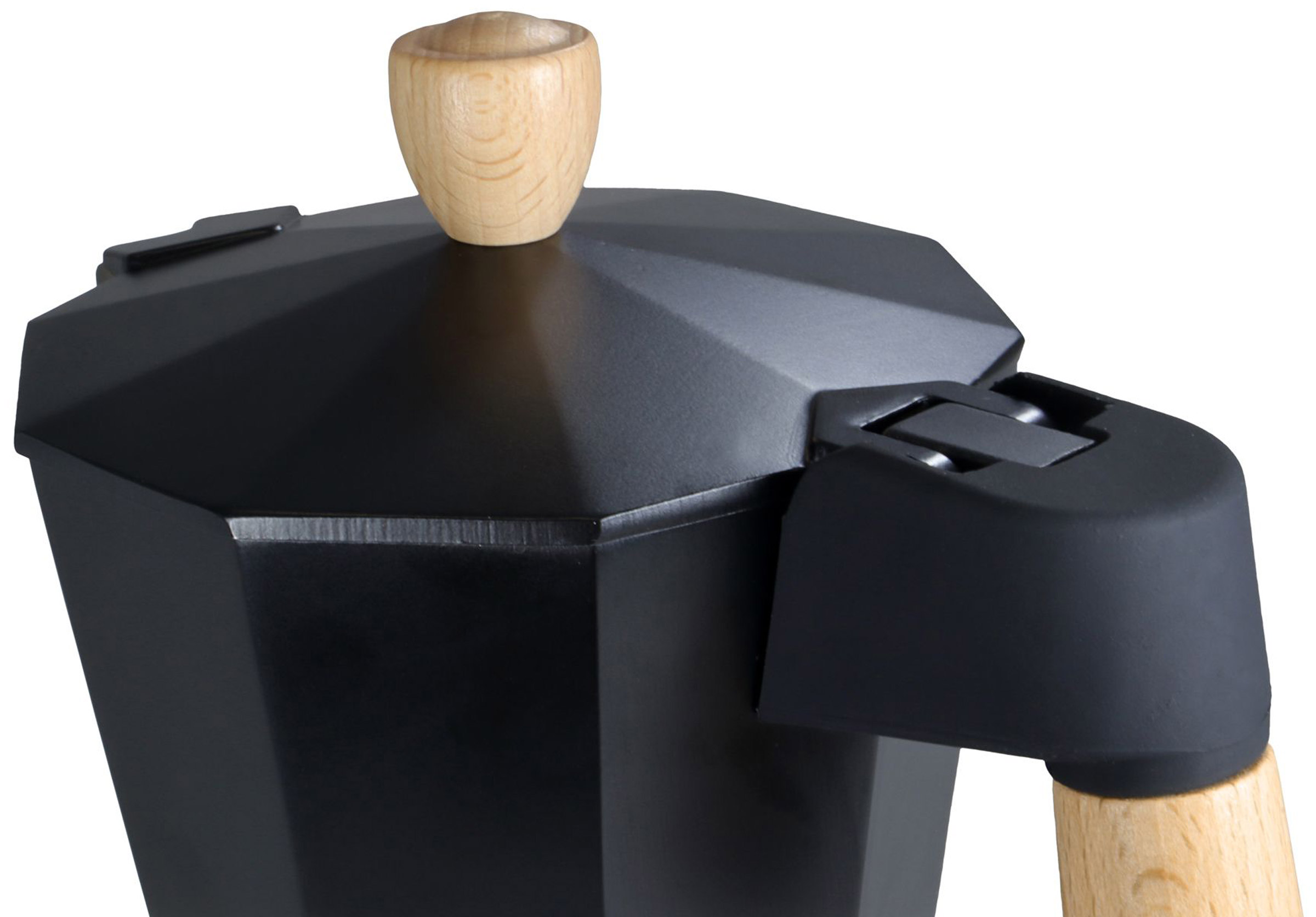 Espresso Maker with Wooden Handle, 6 Kopper